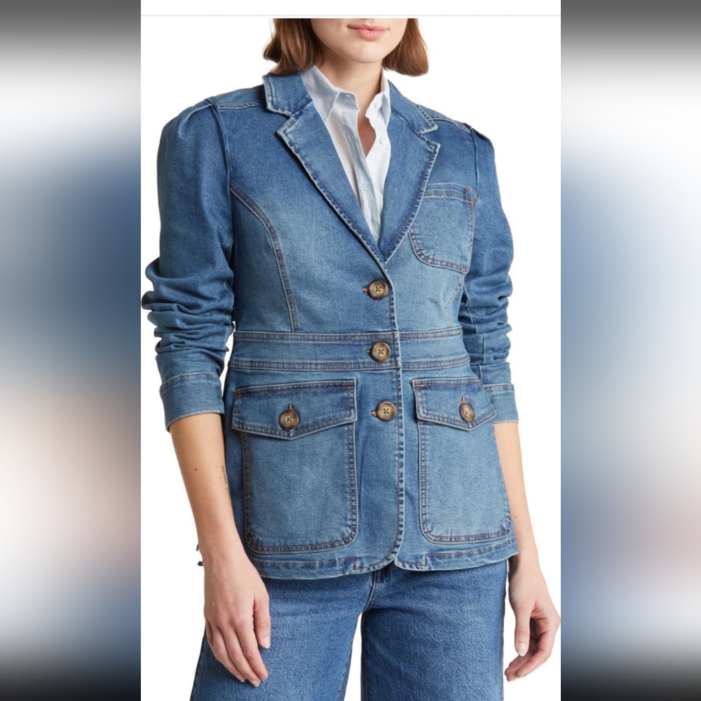Habitual Oversized Denim Blazer With Pockets